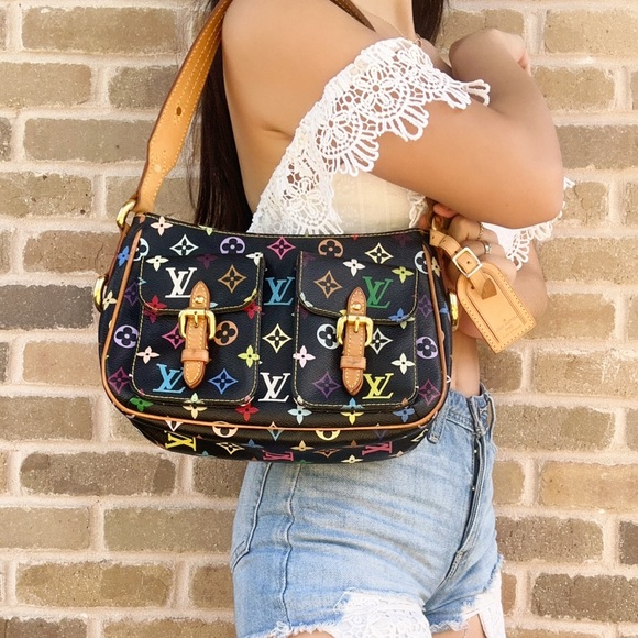 Authentic💕 Louis Vuitton PM shoulder bag black noir multicolor